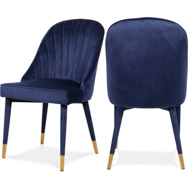 Belle Velvet Dining Chair Set of 2 In Navy