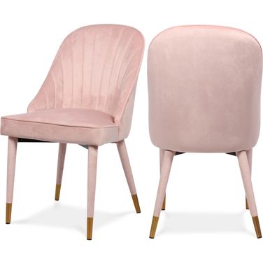Belle Velvet Dining Chair Set of 2 In Pink