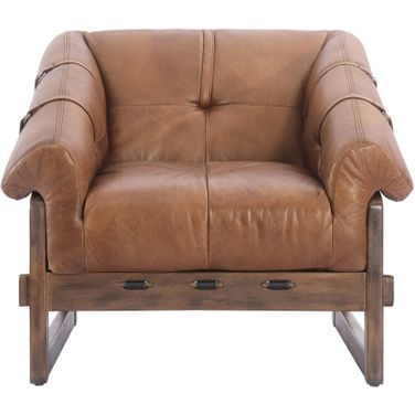 Bellos Accent Chair With Open Road Leather In Brown
