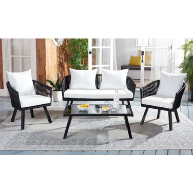 Belmi 4Pc Rope Living Set in Black and Beige