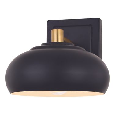 Belmont 1 Light Wall Light In Matte Black and Satin Brass