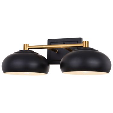 Belmont 2 Light Vanity In Matte Black and Satin Brass