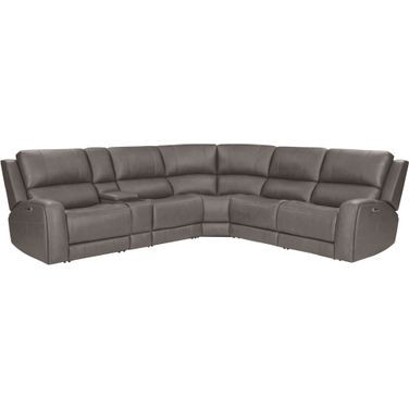 Belmont 6 Piece Zero Gravity Power Reclining Sectional with Power Adjustable Headrests In Autumn Fog