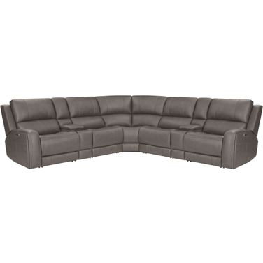 Belmont 7 Piece Zero Gravity Power Reclining Sectional with Power Adjustable Headrests In Autumn Fog