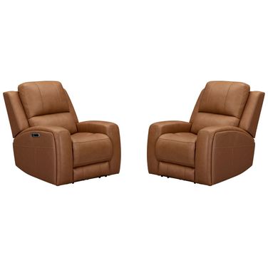 Belmont Zero Gravity Power Recliner with Headrest and Foodrest Set of 2 In Lyric Caramel