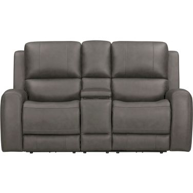 Belmont Zero Gravity Power Reclining Tilt Console Loveseat with Headrest and Footrest In Autumn Fog