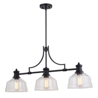Beloit 36.5 Inch 3 Light Linear Chandelier In Matte Black