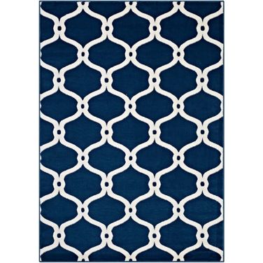 Beltara Chain Link Transitional Trellis 8X10 Area Rug In Moroccan Blue and Ivory