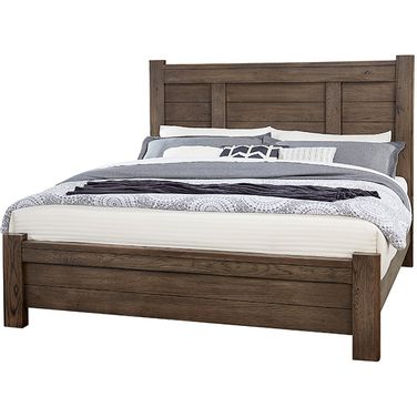 Ben's Queen Poster Bed In Aged Grey