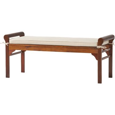 Bench with Cushion and Acacia Wood Frame In Beige