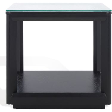 Benecarlo Glass Top Accent Table In Clear and Black