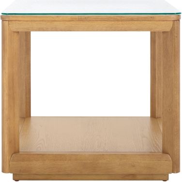 Benecarlo Glass Top Accent Table In Clear and Natural