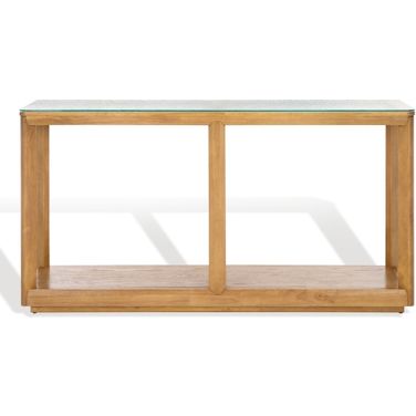 Benecarlo Glass Top Console Table In Clear and Natural