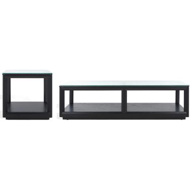 Benecarlo Glass Top Occasional Table Set In Clear and Black