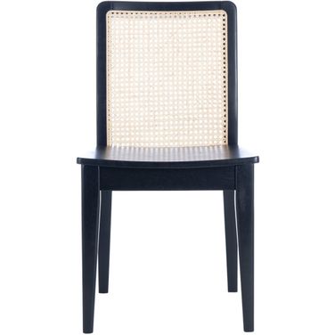 Benicio Rattan Dining Chair Set of 2 in Black and Natural
