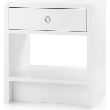 Benjamin 1-Drawer Side Table In White Pearl