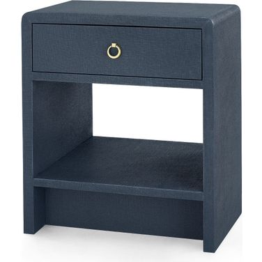 Benjamin Linen 1-Drawer Side Table In Blue Steel
