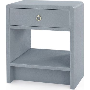 Benjamin Linen 1-Drawer Side Table In Winter Gray