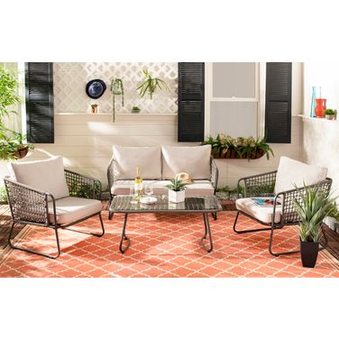 Benjin 4 Piece Living Set in Grey and Beige