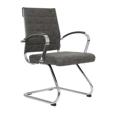 Benmar Home Leather Guest Office Chair In Charcoal