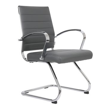 Benmar Home Leather Guest Office Chair In Grey
