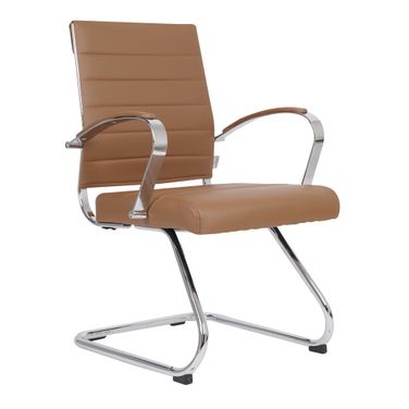 Benmar Home Leather Guest Office Chair In Light Brown
