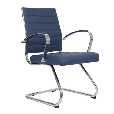 Benmar Home Leather Guest Office Chair In Navy Blue