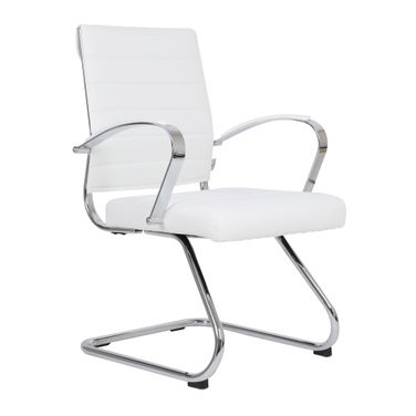 Benmar Home Leather Guest Office Chair In White