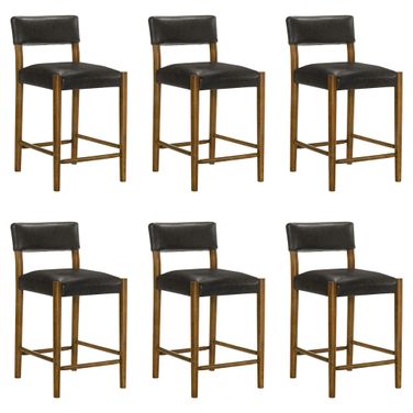 Bennet Counter Height Bar Stool Set of 6 In Natural and Black