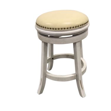 Bennet Upholstered Swivel Barstool - Set of 2 In Sand and Cream Upholstery