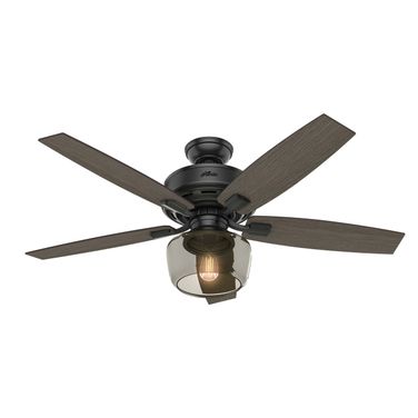 Bennett 52 Inch Ceiling Fan with LED Light Kit and Handheld Remote In Matte Black and Greyed Walnut