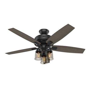 Bennett 52 Inch Ceiling Fan with LED Light Kit and Handheld Remote In Matte Black and Greyed Walnut