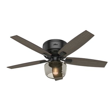 Bennett 52 Inch Low Profile Ceiling Fan with LED Light Kit and Handheld Remote In Matte Black and Greyed Walnut