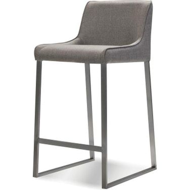 Bennett Light Gray Fabric With Brushed Stainless Steel Legs Counter Stool
