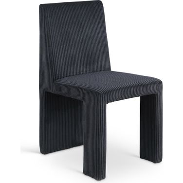 Benson Microsuede Corduroy Fabric Dining Chair Set of 2 In Black