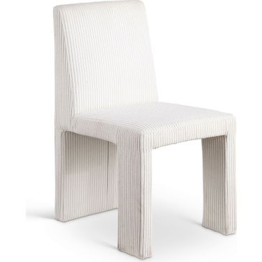 Benson Microsuede Corduroy Fabric Dining Chair Set of 2 In Cream