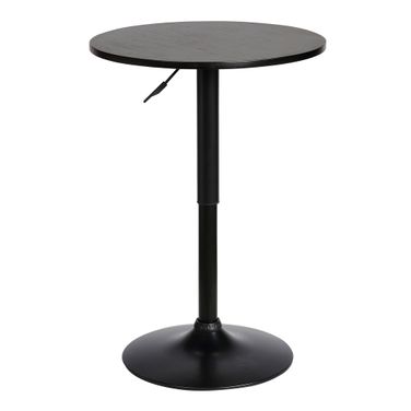 Bentley Adjustable Pub Table In Black Brushed Wood and Black Metal Finish