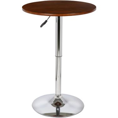 Bentley Adjustable Pub Table In Walnut Wood and Chrome Finish