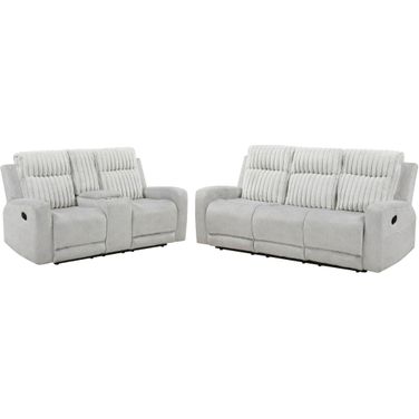 Benton Double Reclining Living Room Set In Gray