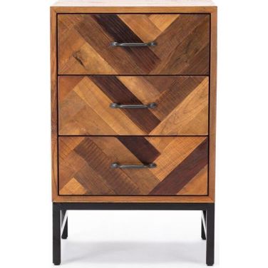 Benton Oak Wood 3 Drawer Nightstand In Natural Oak Finish
