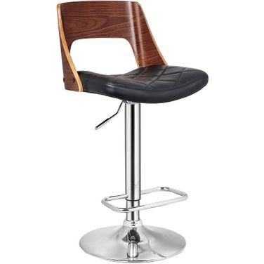 Bentwood Adjustable Swivel Bar Stool In Dark Grey