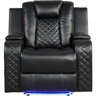 Benz Led and Power Reclining Chair Made With Faux Leather In Black