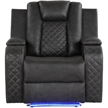 Benz Led and Power Reclining Chair Made With Faux Leather In Gray