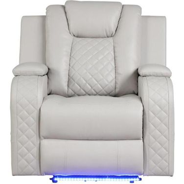 Benz Led and Power Reclining Chair Made With Faux Leather In Ice