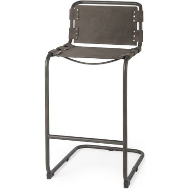 Berbick 43 Inch Total Height Suede with Iron Frame Bar Stool In Brown and Gray