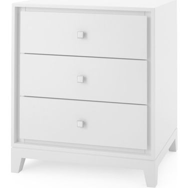 Bergamo 3-Drawer Side Table In White Pearl