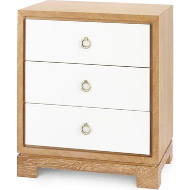 Berkeley 3-Drawer Side Table with Antique Brass Pull In Blond