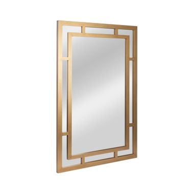 Berlin Geometric Art Deco Wood Framed Wall Mirror In Gold