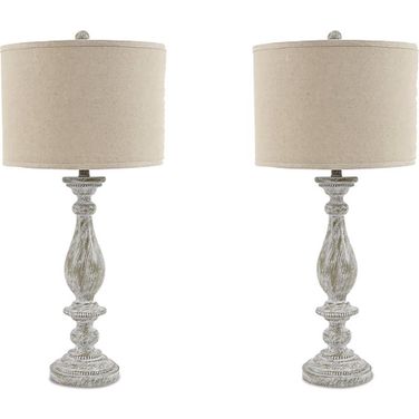 Bernadate Whitewash Poly Table Lamp Set of 2