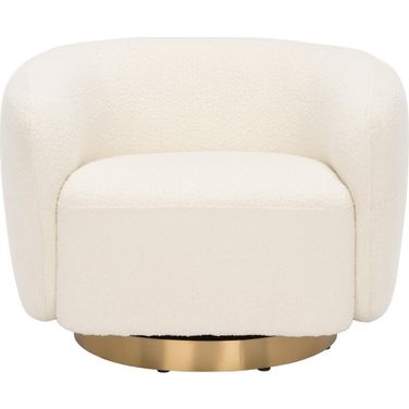 Bernard Swivel Accent Chair In Ivory And Gold